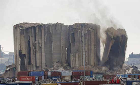 Lebanon.. The collapse of three barns on the harbour of Beirut’s northern side.