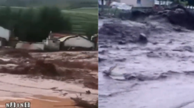 China.. A sudden rise in water level in a mountainous region has killed 16 people and left dozens missing (video)