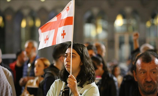 Georgians protest against the influx of Russians into their country