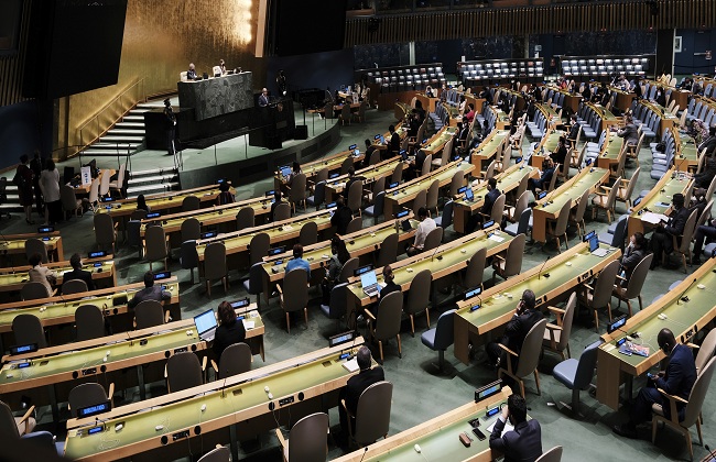 The United Nations General Assembly condemns Russia