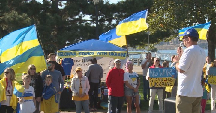 Rally in support of Ukraine held in downtown Kelowna, B.C.