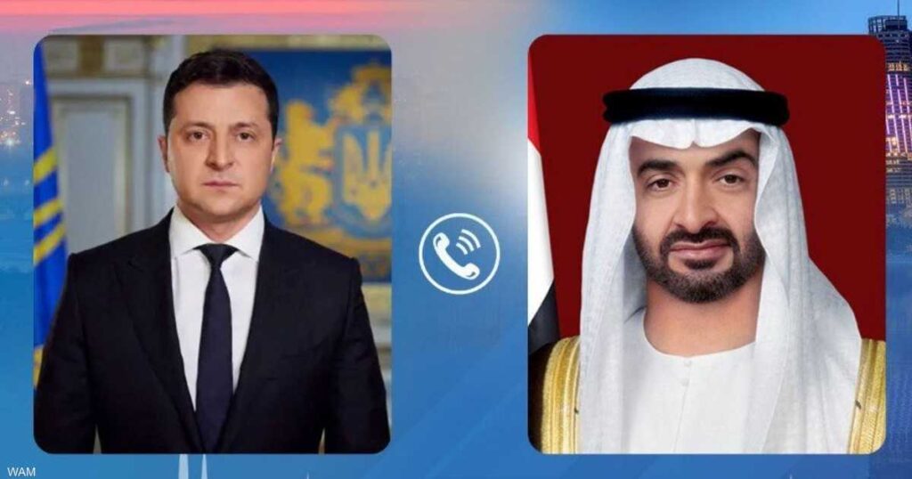 Mohammed bin Zayed is making a phone call to the Ukrainian president