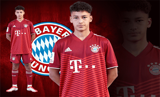 A Jordanian player trains with Bayern Munich’s first team