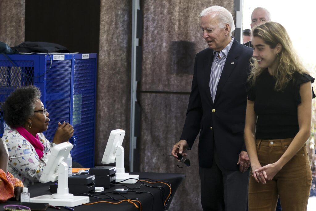 Biden votes early in Delaware for November midterms