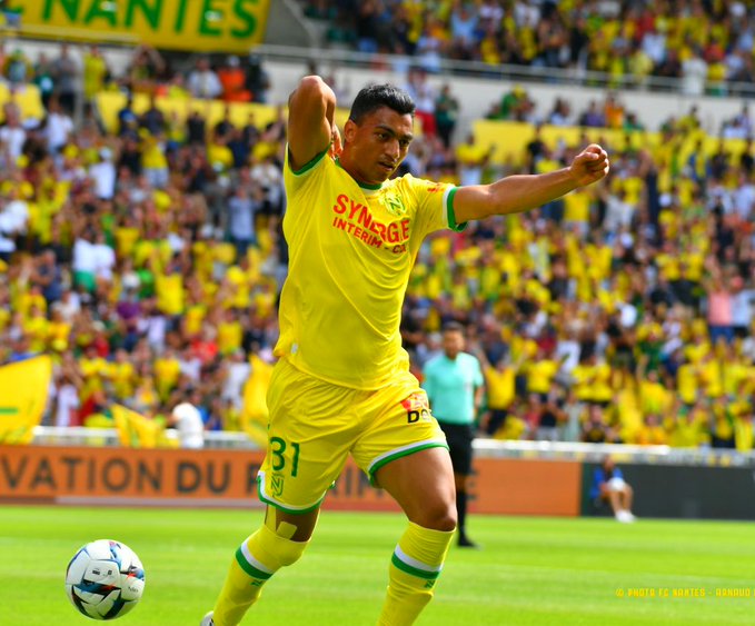 Mustafa Mohamed scores the equalizer for Nantes against Clemont in the French League