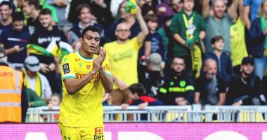 The French League .. Mustafa Mohamed numbers in the Nantes match against Clairemamen