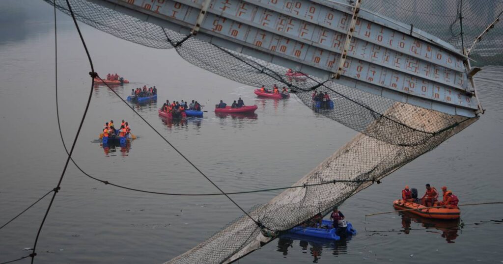 Nine arrested after bridge collapse in India that killed 134