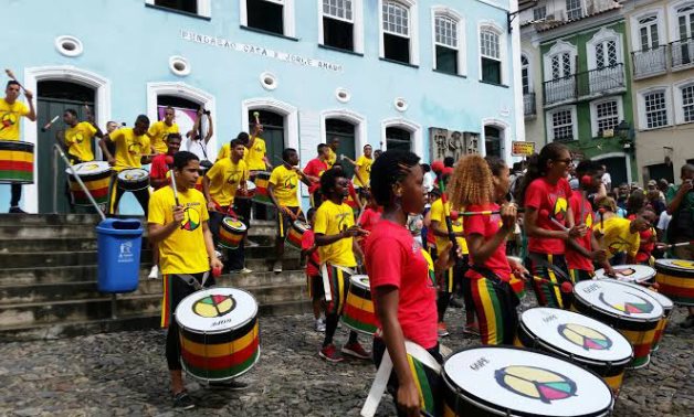 Brazilian band Olodum sings about ancient Egypt, its Pharaohs, in Cairo on November 5