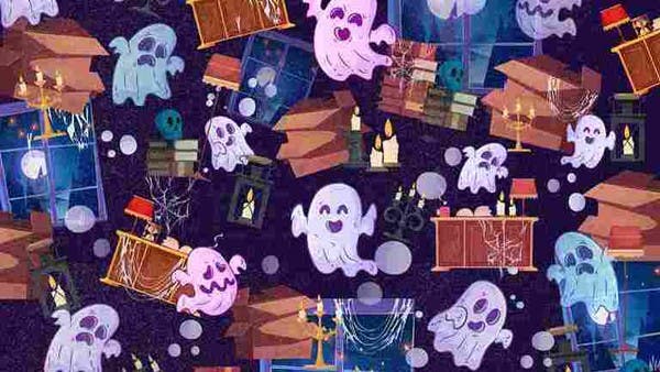 Can you find a hidden pumpkin in this image full of ghosts?