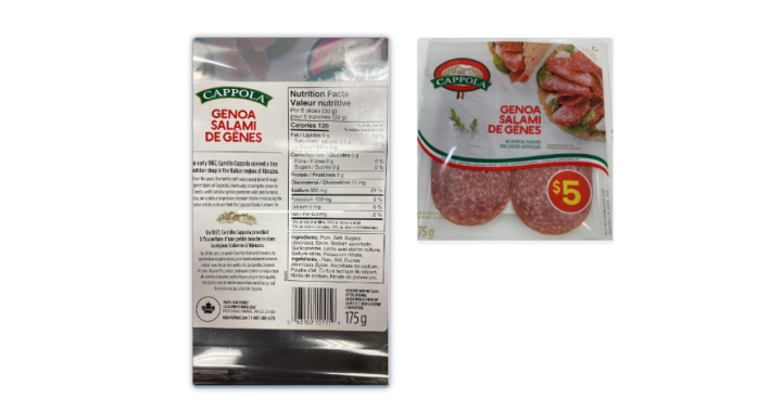 Canada recalls Cappola brand Genoa Salami due to undeclared milk and wheat