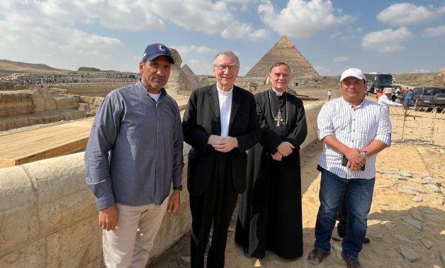 Cardinal Secretary of State of Vatican City Pietro Parolin Visits Giza Pyramids Archaeological Area