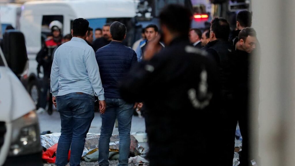 The moment of the explosion of Taksim Street in Istanbul