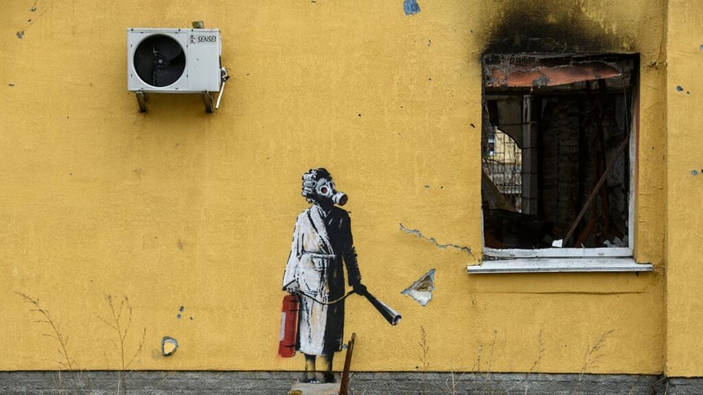 Banksy returns with new paintings in Ukraine