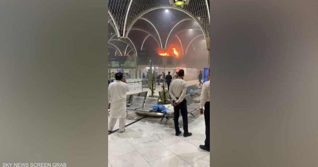 A video of a fire at Baghdad airport … and the evacuation of travelers