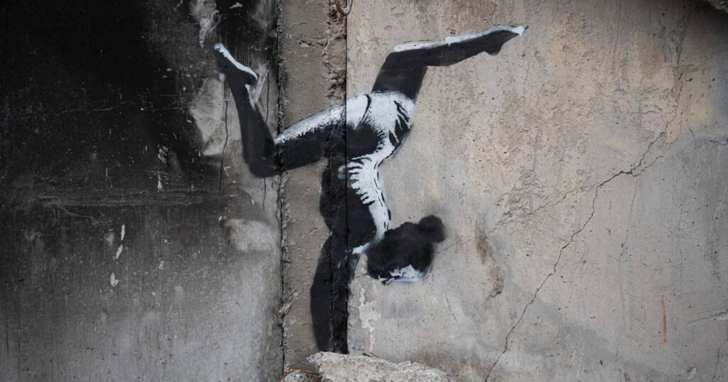 Amid the war ruins in Ukraine, Banksy seeds art